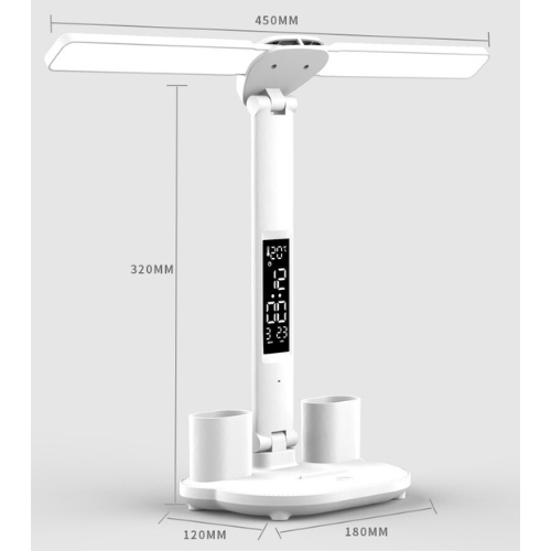 Đèn học để bàn kiêm đồng hồ , 3 chế độ ánh sáng chống cận thị , góc sáng rộng , điều chỉnh đa góc , màn LCD sắc nét