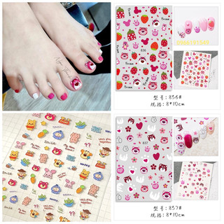 Sticker gấu dâu , gấu nâu, chuột hoạt hình dán móng tay hot hit