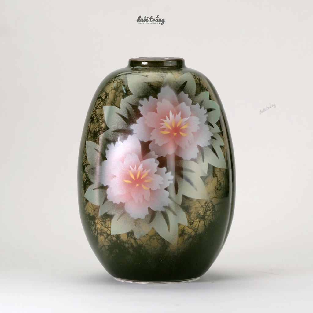 Bình Kutani Mẫu Đơn Đại Đóa D16.5cm x H23.5cm - K8-1255 - Kutani-yaki