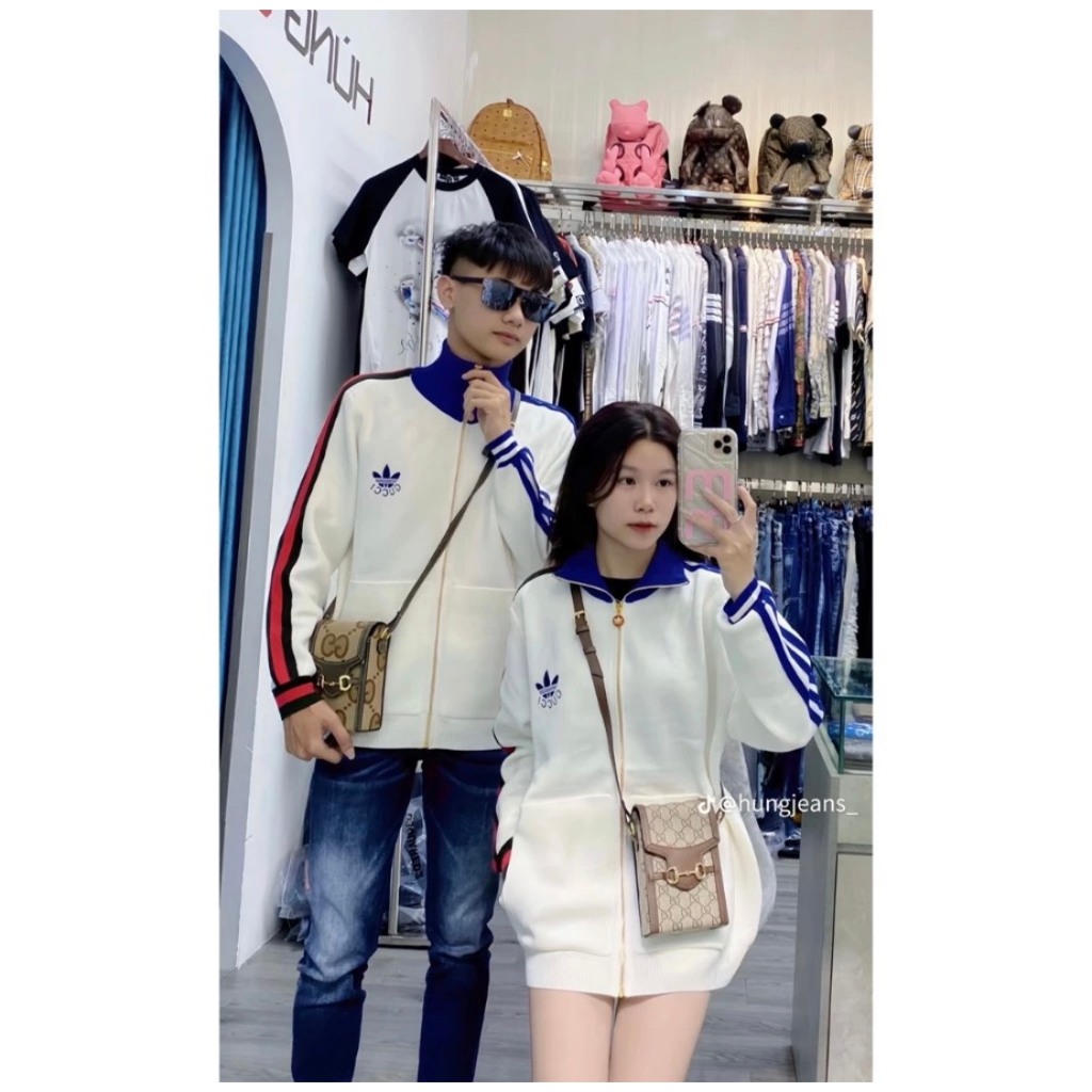 Áo Khoác Thể Thao Adidas Phối Gucci Logo Thêu Cao Cấp Bản Xịn - Áo Khoác Nỉ Cổ Cao Phong Cách Boy Phố Hottrend 2023