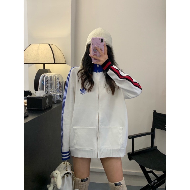 Áo Khoác Thể Thao Adidas Phối Gucci Logo Thêu Cao Cấp Bản Xịn - Áo Khoác Nỉ Cổ Cao Phong Cách Boy Phố Hottrend 2023