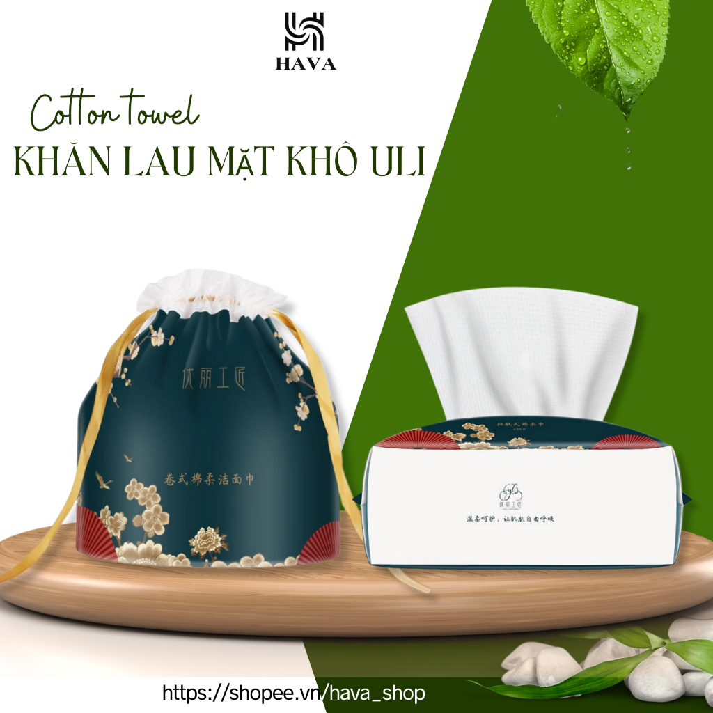 Khăn lau mặt cao cấp ULI dùng 1 lần đa năng dạng gói rút tiện lợi nội địa Trung lau khô lau ướt HAVA SHOP