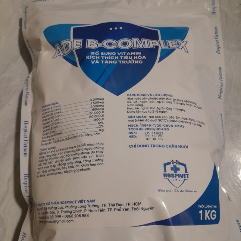 ADE BCOMPLEX 1kg bột tan; Chống mổ lông, đẹp mã.