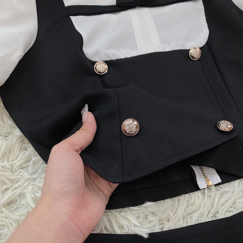 Set sơ mi tay bồng chân váy xoè 316