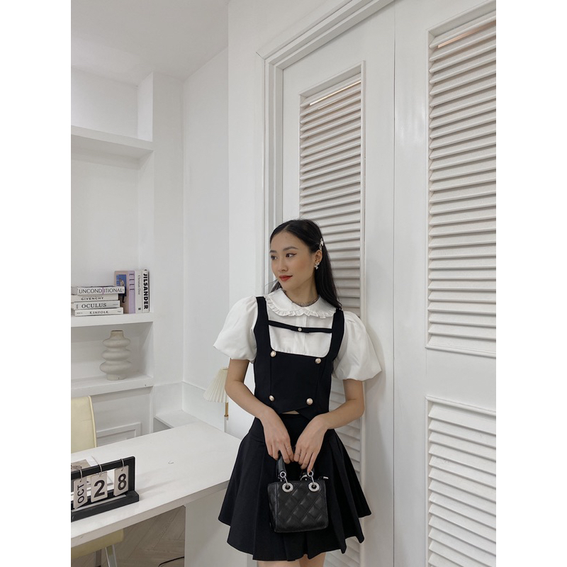 Set sơ mi tay bồng chân váy xoè 316