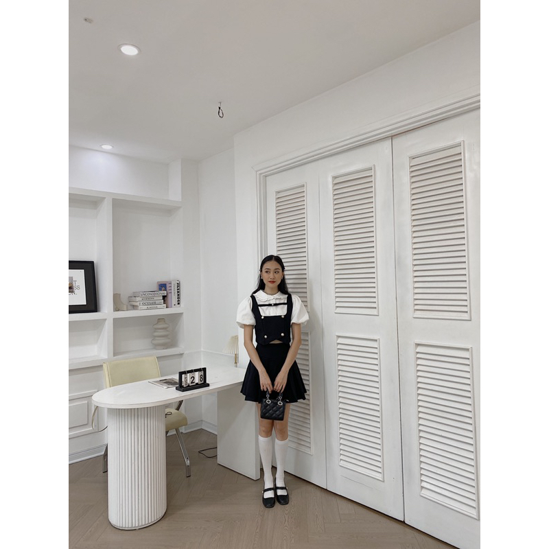 Set sơ mi tay bồng chân váy xoè 316