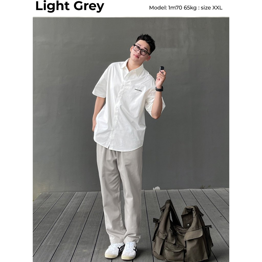 Combo 2 Quần kaki ống suông - Xám rêu + Be - Pants 233 - MONATA BLUELIGHT