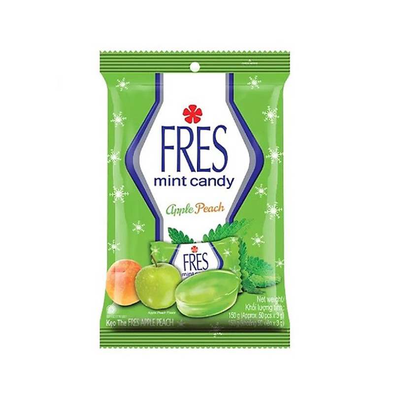 Kẹo the FRES mint candy Bartley và Apple Peach gói 150g