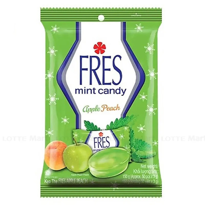 Kẹo the FRES mint candy Bartley và Apple Peach gói 150g