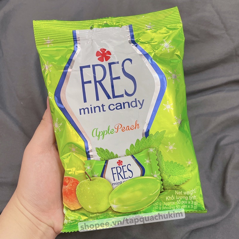 Kẹo the FRES mint candy Bartley và Apple Peach gói 150g