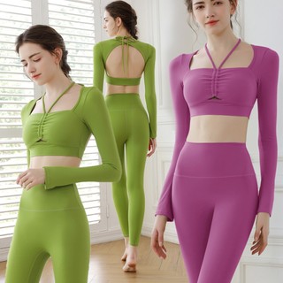 Bộ đồ tập yoga tay dài bytd01 dây rút ngực hở lưng quyễn rũ