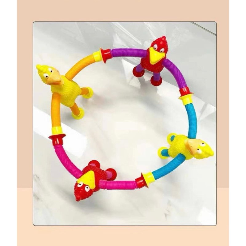 Đồ Chơi Gà Lò Xo Kéo Dài Thu Gọn Tuỳ Ý Bóp Kêu Chít Chít Giảm Stress