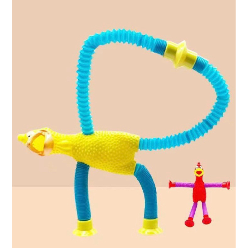 Đồ Chơi Gà Lò Xo Kéo Dài Thu Gọn Tuỳ Ý Bóp Kêu Chít Chít Giảm Stress