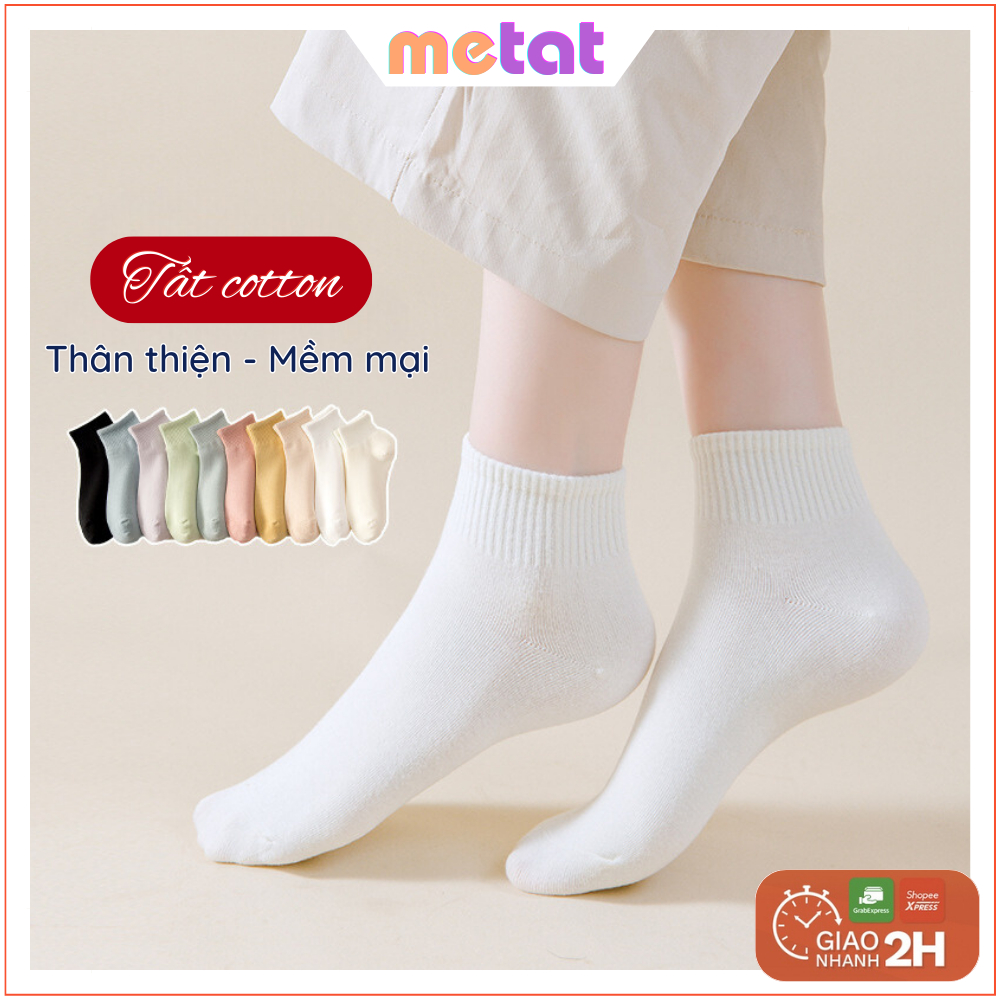 Tất Nữ Cổ Ngắn Hàng Cao Cấp, Vớ Đi Giày Thể Thao Chất Cotton Borip Siêu Mềm Mịn, Đi Nhẹ Thoáng - Mê Tất Official