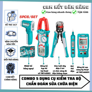Combo 5 dụng cụ kiểm tra điện total ingco / tos23026 / bộ dụng cụ chẩn đoán sửa chữa điện /