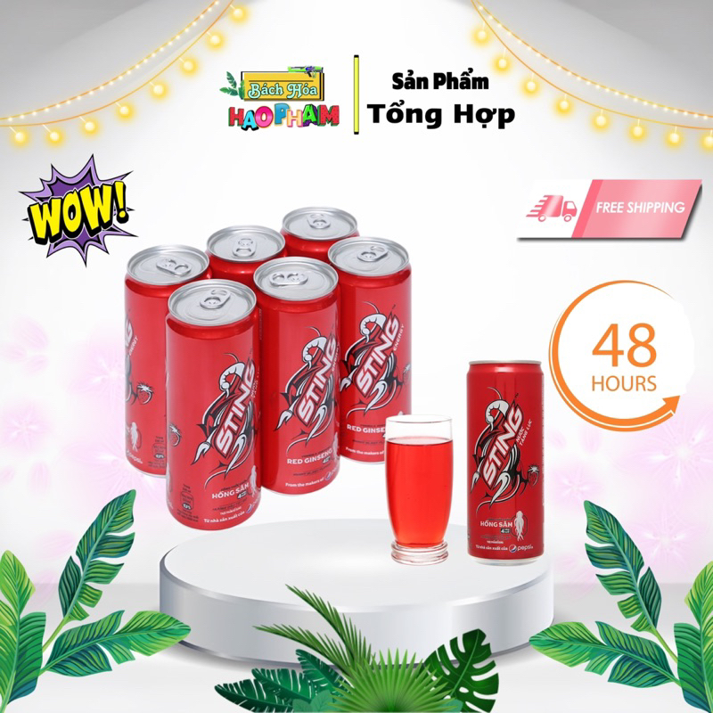 Lóc STing (6 Lon) Nước Ngọt Có Gas, HƯƠNG Hồng Sâm,Sản Phẩm Từ Nhà Pessi, Nước Uống Tăng Lực