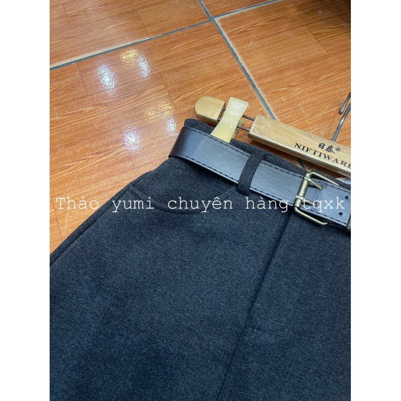 Chân váy dạ chữ A kèm đai QC chất siêu đẹp