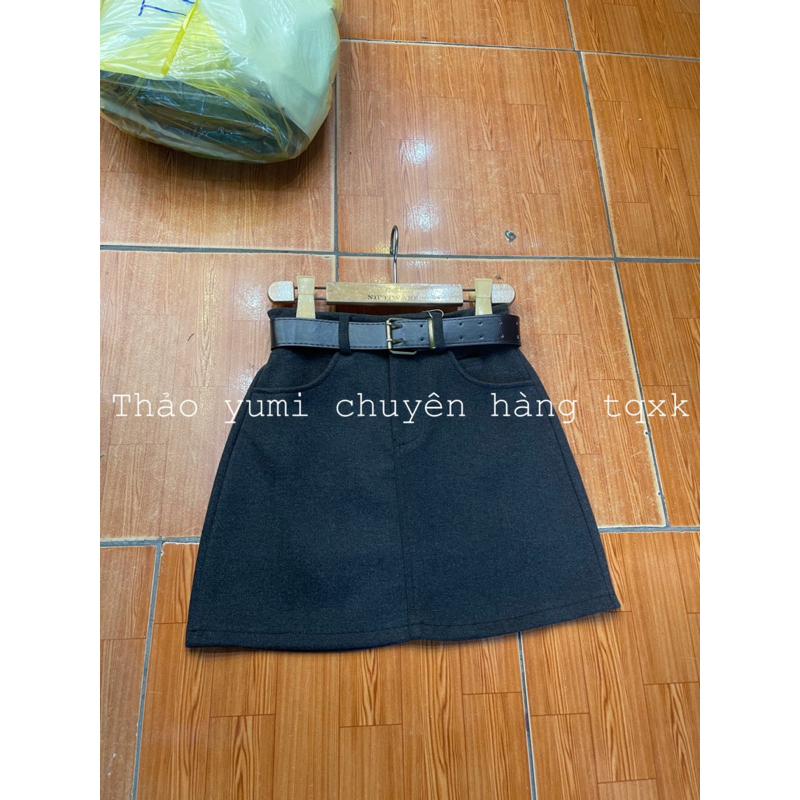 Chân váy dạ chữ A kèm đai QC chất siêu đẹp