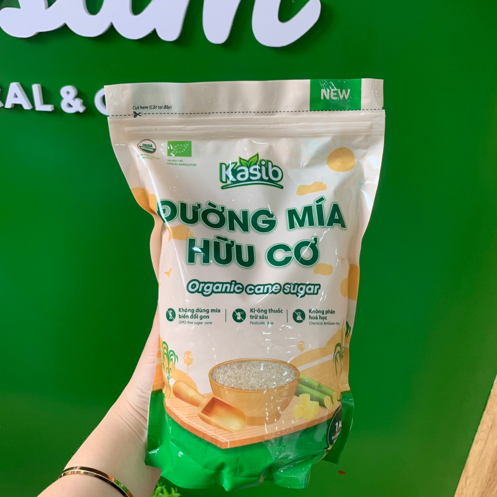 Đường mía hữu cơ KSAIB 1kg-Xanh Sẫm