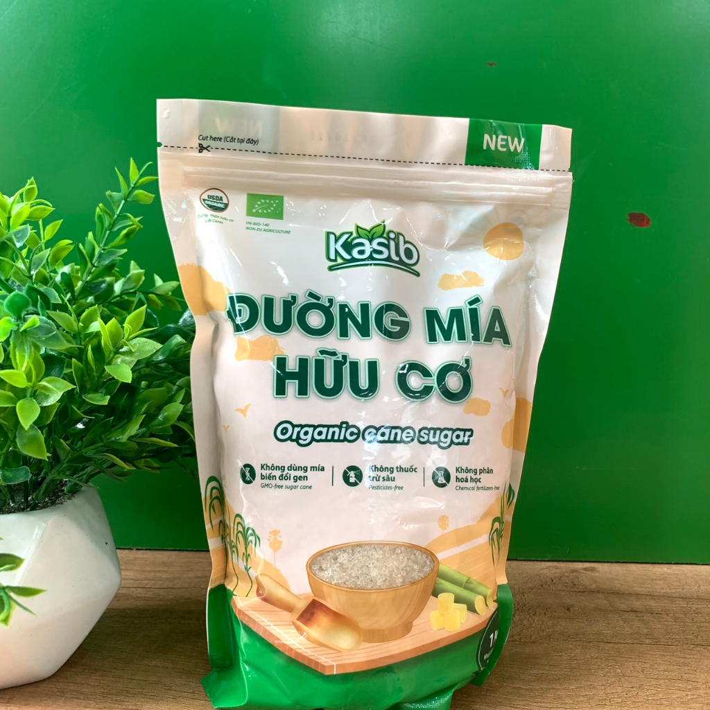 Đường mía hữu cơ KSAIB 1kg-Xanh Sẫm