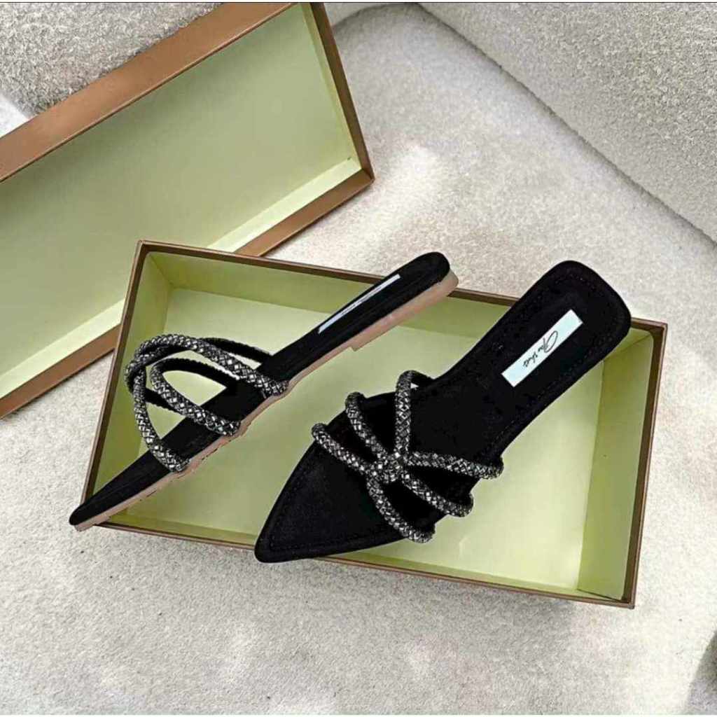 DLX01 DÉP LÊ MŨI NHỌN KẾT HỢP XOÀN CHÉO THỜI TRANG NỮ