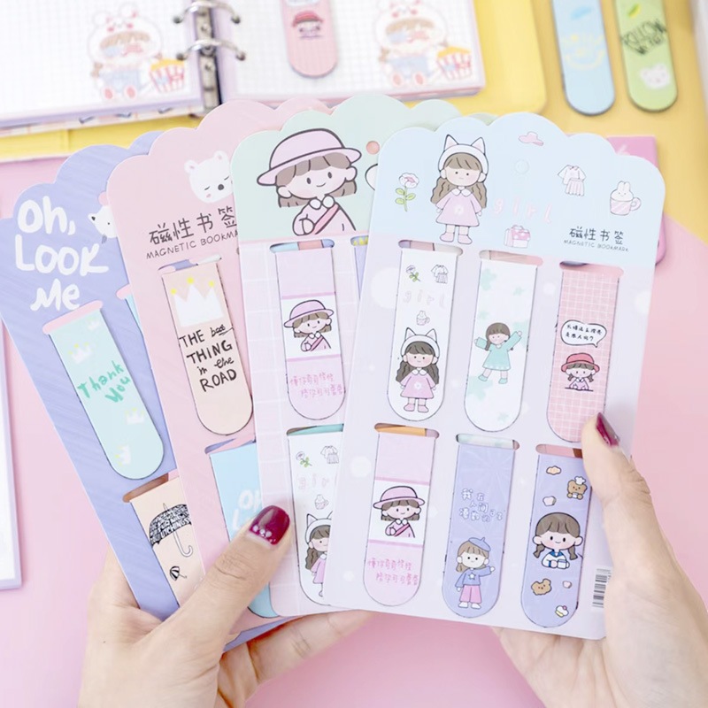 Đánh dấu trang nam châm/ kẹp từ tính phân trang nhiều hình cute - Túi 3 cái - Giao màu ngẫu nhiên