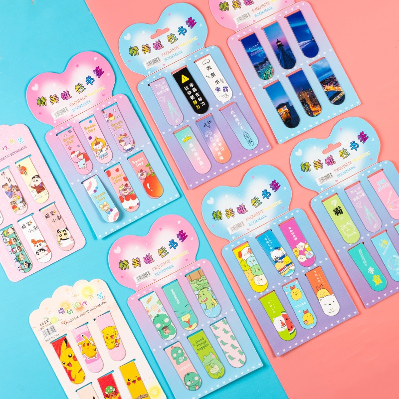 Đánh dấu trang nam châm/ kẹp từ tính phân trang nhiều hình cute - Túi 3 cái - Giao màu ngẫu nhiên