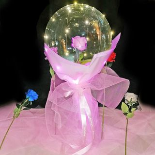 Bóng galaxy hoa hồng có đèn led tặng kèm hoa