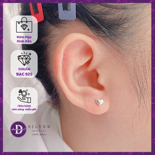 Bông tai trái tim đáng yêu nữ tính - bông tai nữ bạc 925 đá trái tim ddreamer 001btt