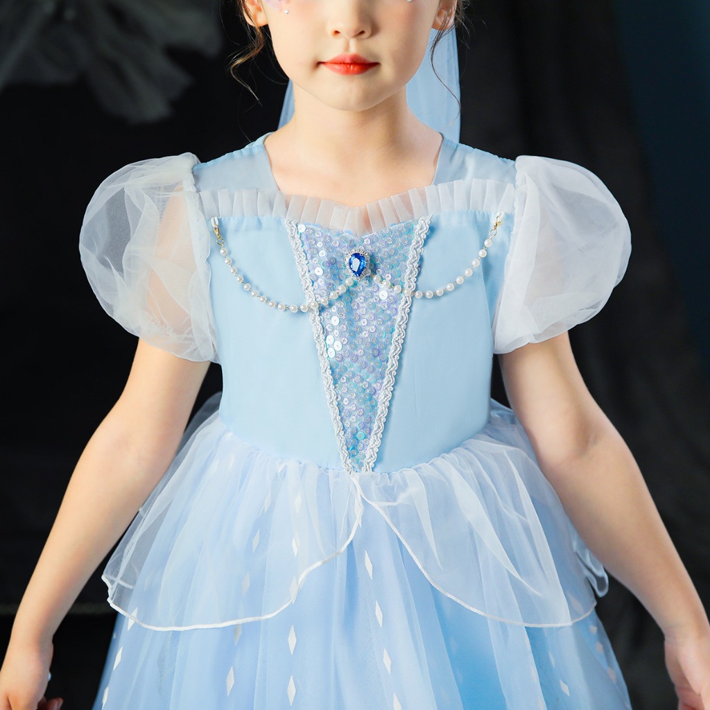 Váy công chúa Elsa màu xanh cho bé gái 3-11 tuổi - Mẫu mới Frozen 2