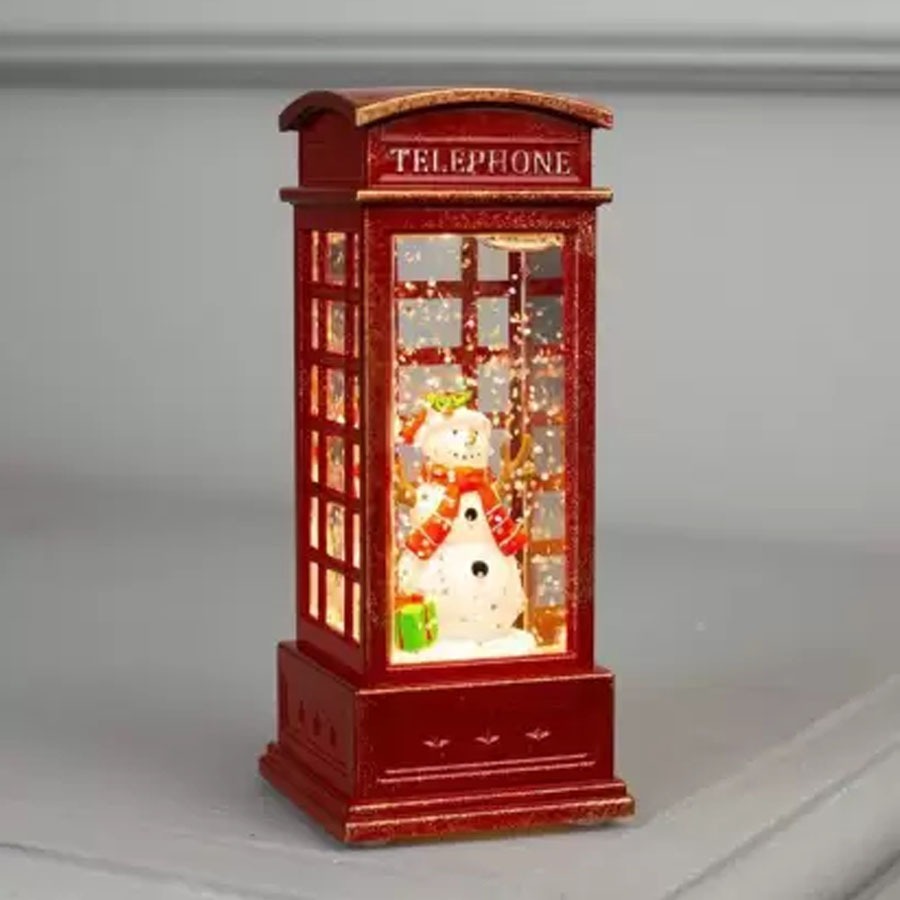 Đồ Trang Trí Christmas Đèn Tuyết Trạm Điện Thoại Snowman - Chổi Xể