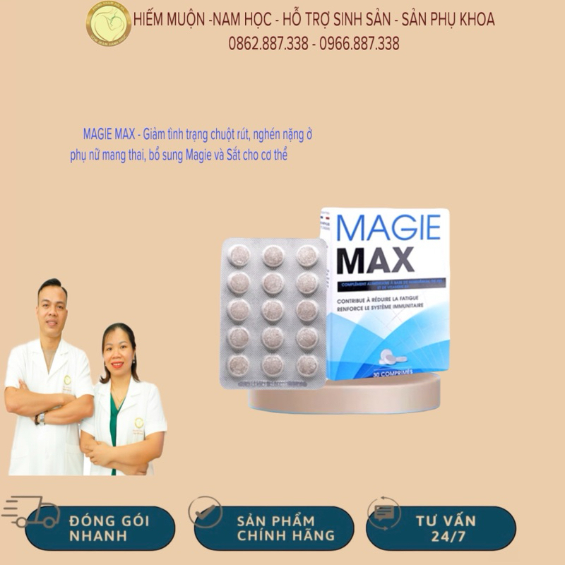 MAGIE MAX - Giảm tình trạng chuột rút, nghén nặng ở phụ nữ mang thai, bổ sung Magie và Sắt cho cơ thể