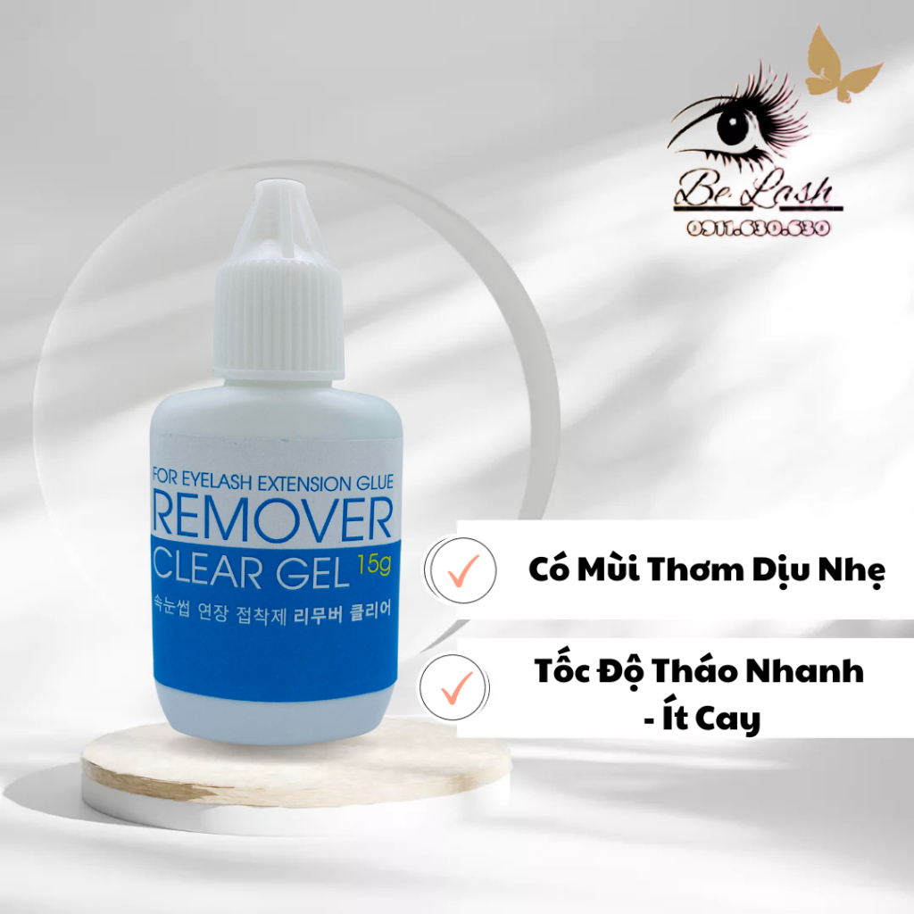 Gel tháo mi xanh remover clear gel_keo nối mi_dụng cụ nối mi_Be Lash