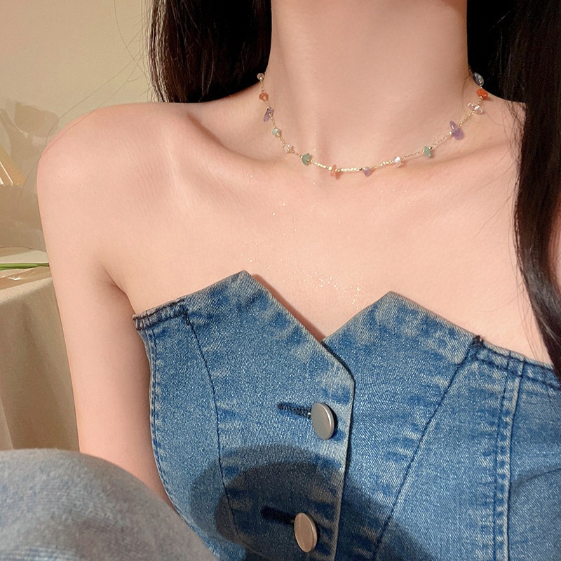Dây chuyền nữ hạt đá nhiều màu sắc vòng cổ xinh