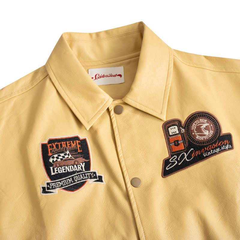 ÁO KHOÁC DA BOMBER THÊU HÌNH RETRO