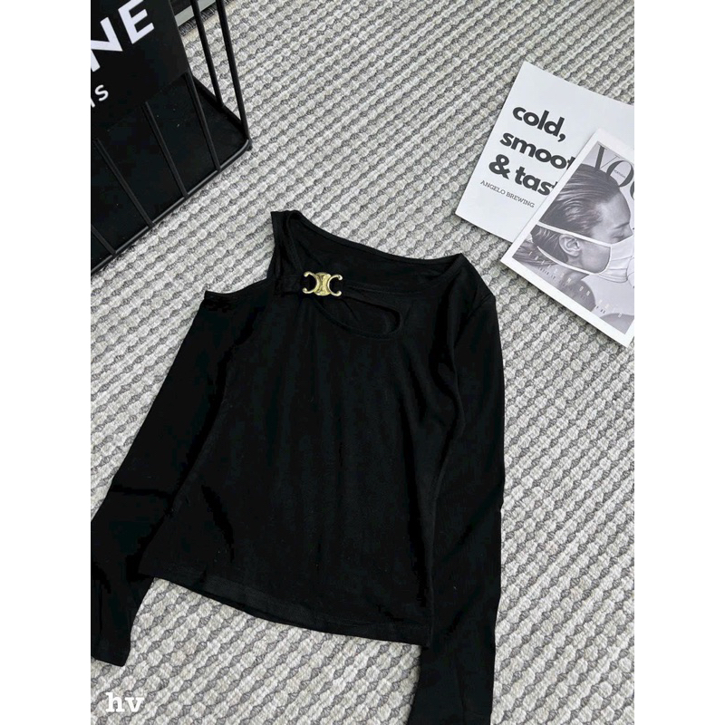 ÁO THUN TRỄ VAI KIỂU KHOÉT CHẤT THUN BOZIP CO GIÃN MẠNH MS11380