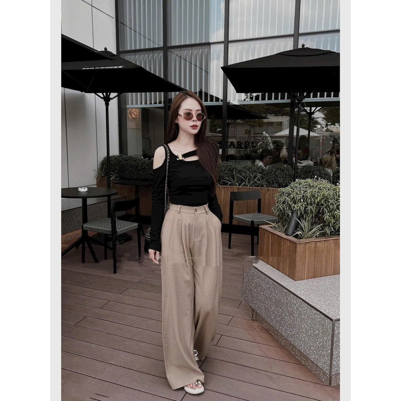 ÁO THUN TRỄ VAI KIỂU KHOÉT CHẤT THUN BOZIP CO GIÃN MẠNH MS11380