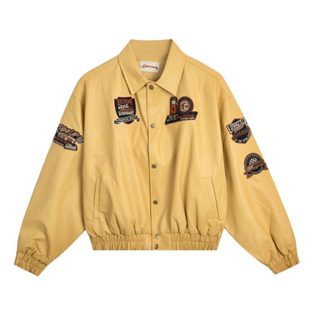 ÁO KHOÁC DA BOMBER THÊU HÌNH RETRO