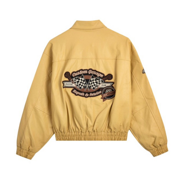 ÁO KHOÁC DA BOMBER THÊU HÌNH RETRO