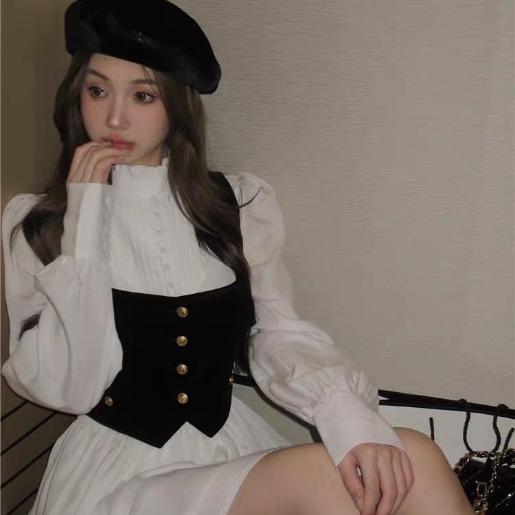 Set Cara Đầm Sơmi Phối Ghile