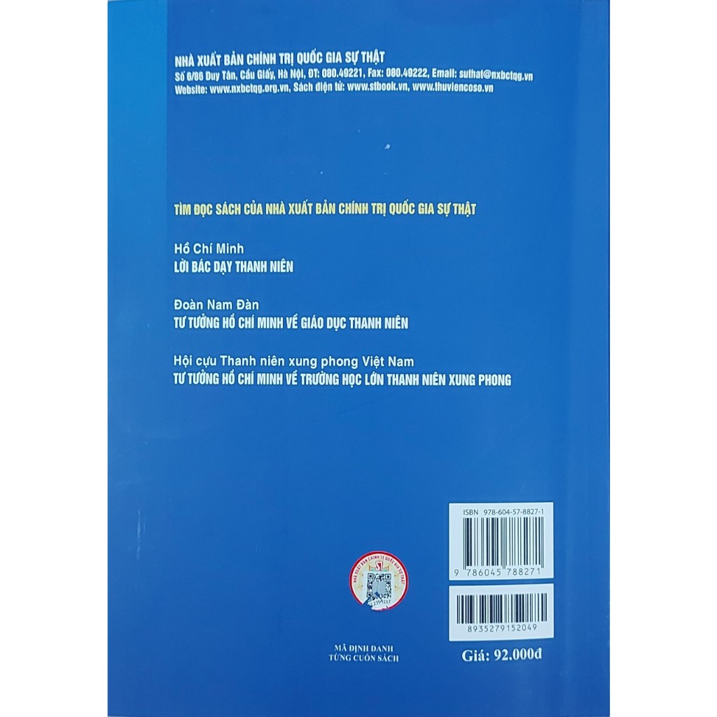 Sách - Tuổi Trẻ Việt Nam Học Tập Và Làm Theo Bác Hồ Xây Dựng Đất Nước Hùng Cường, Thịnh Vượng