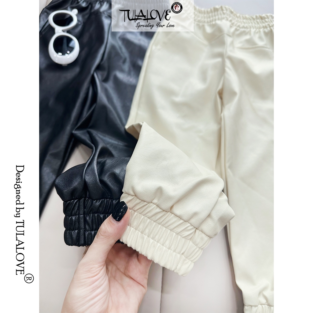 Quần Jogger Bé Gái Vải Da Lên Form Siêu Sang Chảnh Tulalove, Quần Dài Bé Gái