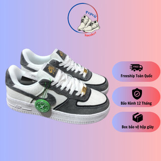 Giày af1 xám lông chuột nam nữ cao cấp giày af1 custom xám canvas đủ size nam nữ full bill box pepcii sneaker