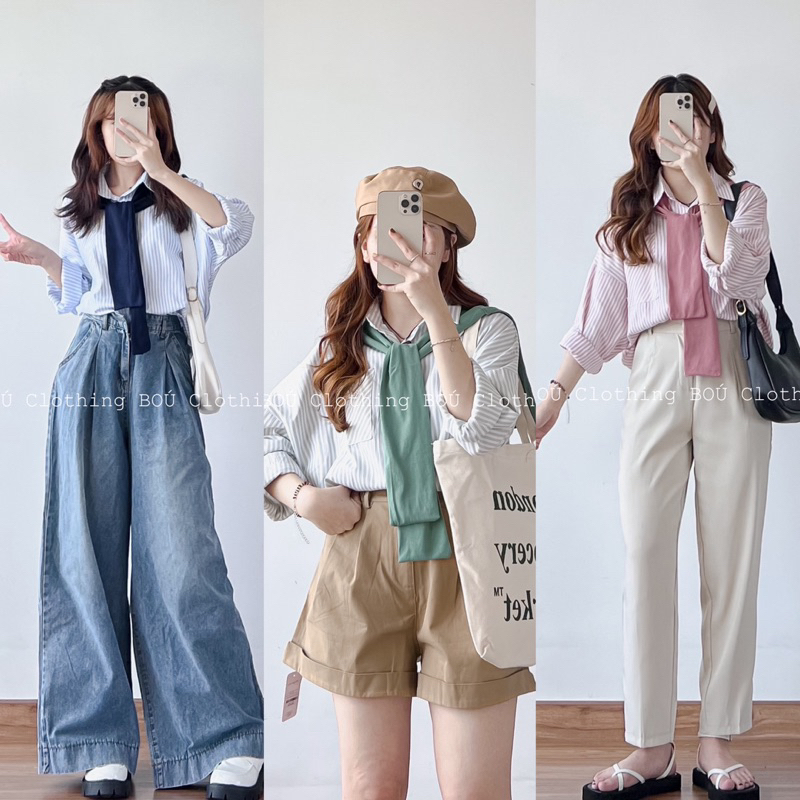 Áo sơmi thuỷ thủ kẻ sọc BOÚ Clothing (ảnh thật)