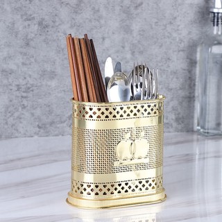 Ống đũa, muỗng inox mạ vàng đồng - khay đựng đũa, muỗng họa tiết táo vàng kiểu dáng siêu đẹp, sang trọng