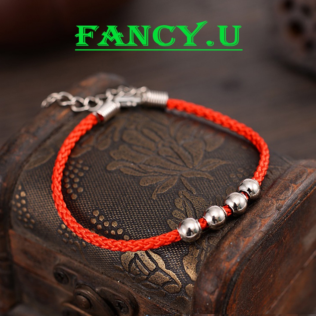 Vòng Tay Lắc Tay Vòng Chân Lắc Chân UNISEX Chỉ Đỏ Cầu May Mắn Với 4 Viên Bi Siêu Xinh Khóa Gài Cho Nam Nữ Cổ Trang VT-19
