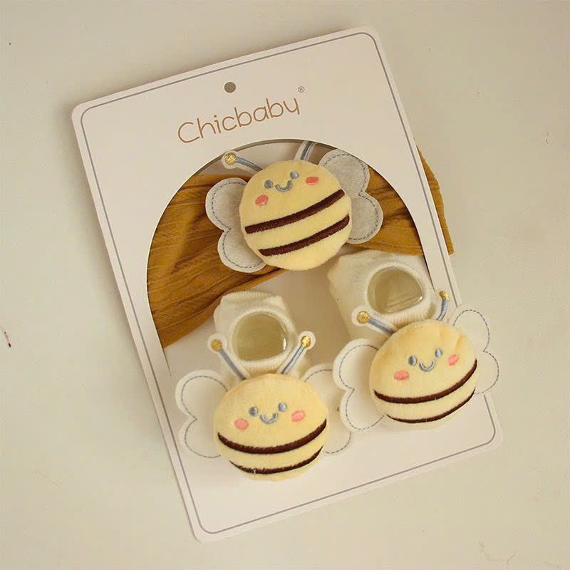 Set băng đô Turban kèm tất hình con ong dễ thương cho bé sơ sinh