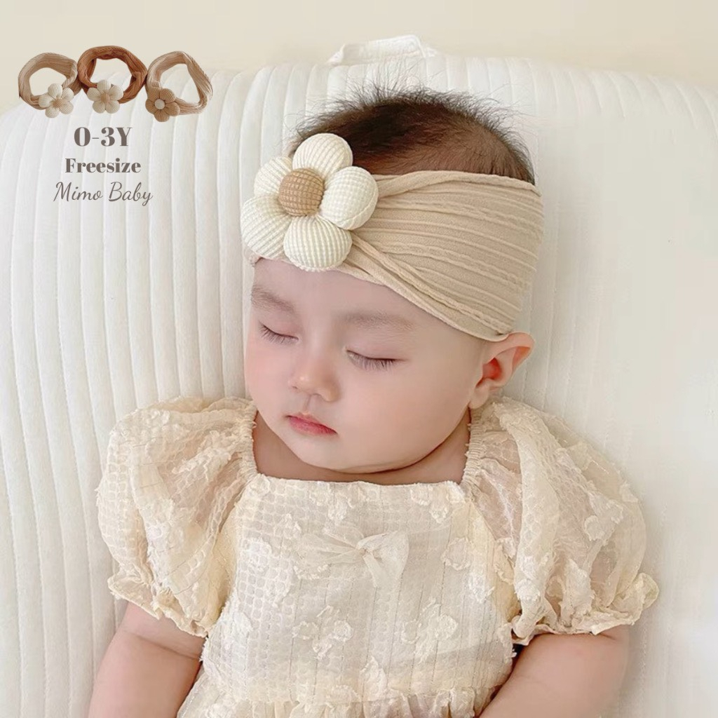Set băng đô Turban đính hoa kèm tất chống trượt ChicBaby phong cách Hàn cho bé