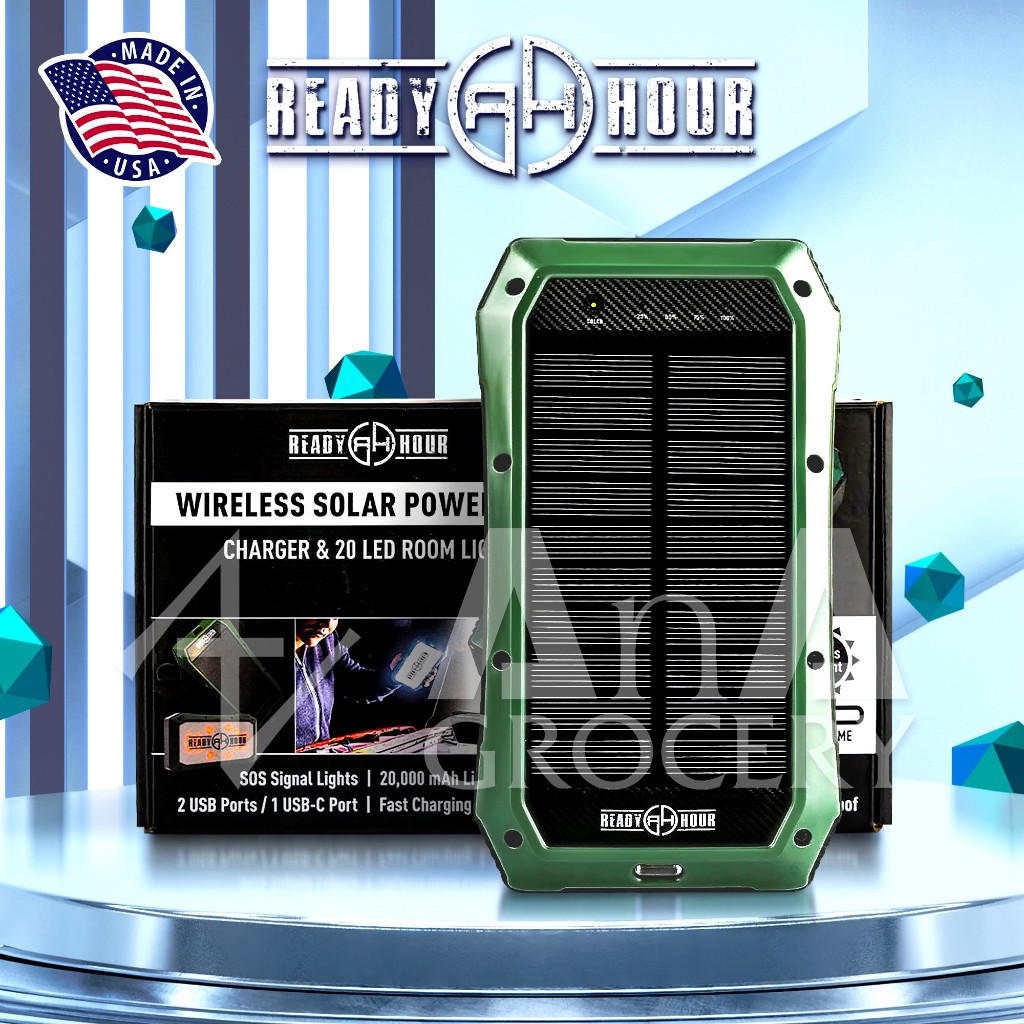 Sạc Dự Phòng Mỹ Năng Lượng Mặt Trời Ready Hour Wireless Solar PowerBank Charger & 20 LED Room Light