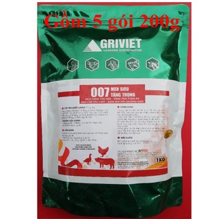 1kg Men Siêu Tăng Trọng 007- 5 trong 1 dùng cho gia súc, gia cầm, Chó mèo